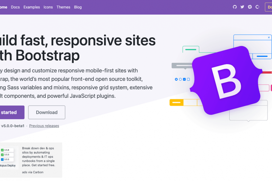 Bootstrap website homepage screenshot