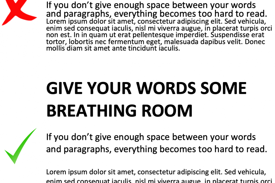 An image demonstrating the difference between poorly spaced text and text that is spaced just right.