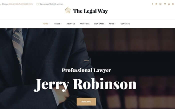 A screenshot of the theme 'The Legal Way' from Template Monster.