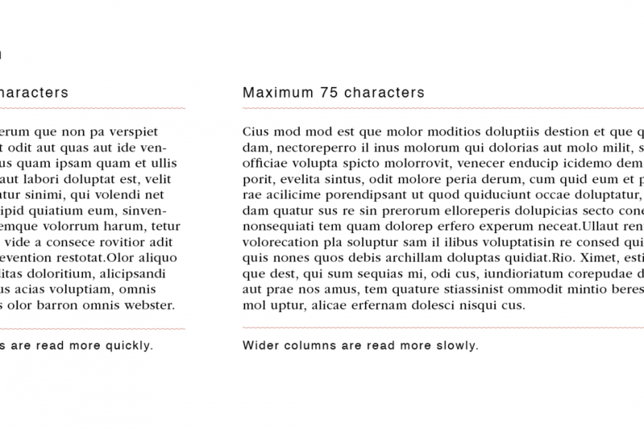 Screenshot from Wikipedia demonstrating the typical minimum and maximum width of text paragraphs.