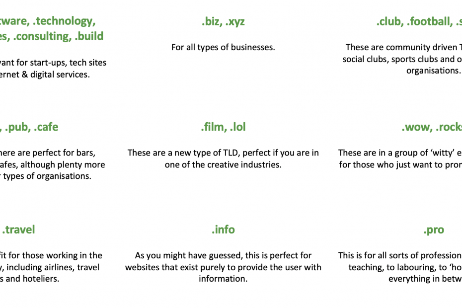 Examples of newer TLDs and their uses