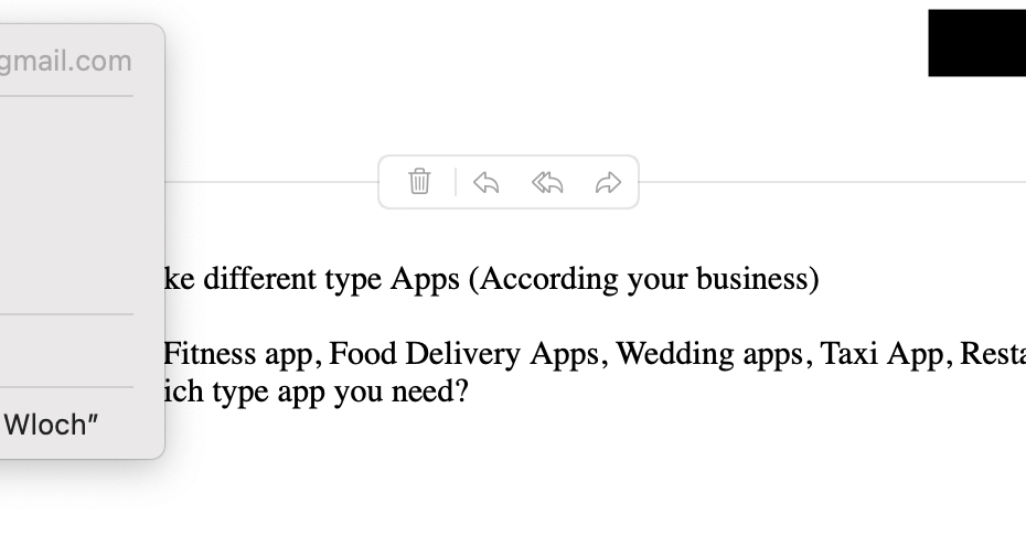 Example of an unsolicited SPAM email, advertising app design services